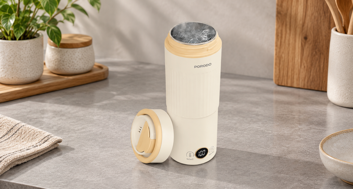 GREY Studio lifestyle | Porodo Flora Smart Portable Kettle with Digital Temperature Display - Beige | PDSY619ABG