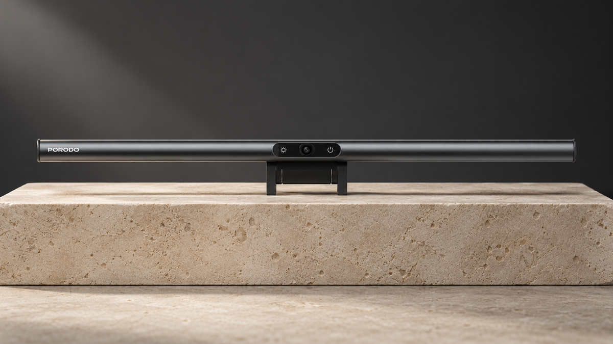 GREY Studio editorial | Porodo LumaView Full HD Webcam & Desk Light - Gray | PDWBCMGY