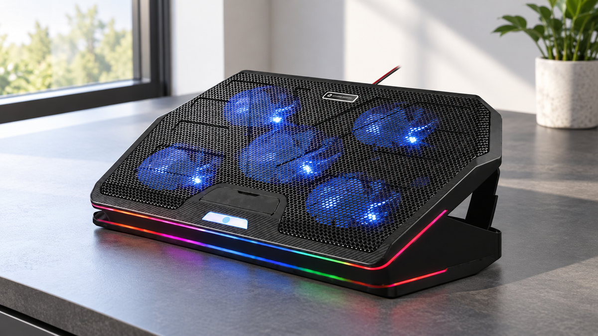 GREY Studio lifestyle | Porodo Gaming Cooling Pad With Multi Fan | PDX110-BK