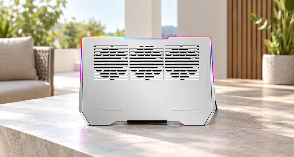GREY Studio lifestyle | Porodo Gaming Al RGB Laptop Cooling Fan | PDX117
