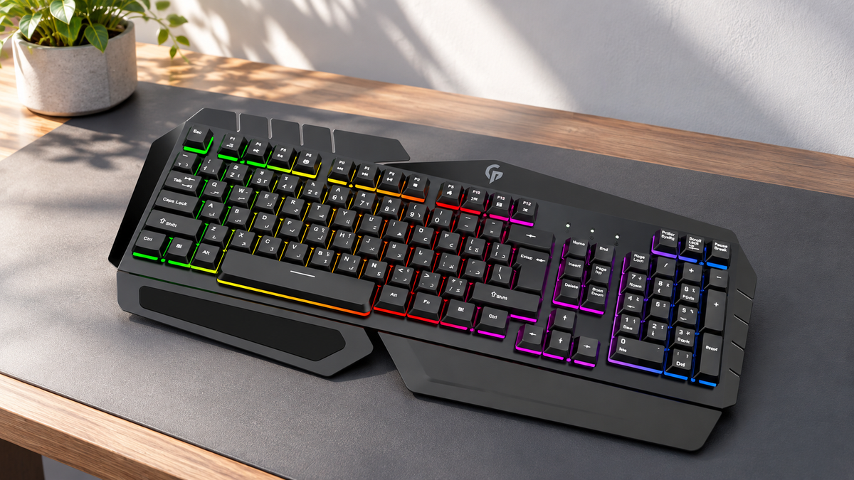 GREY Studio lifestyle | Porodo Gaming Keyboard With powerful Metal Frame | PDX212-BK