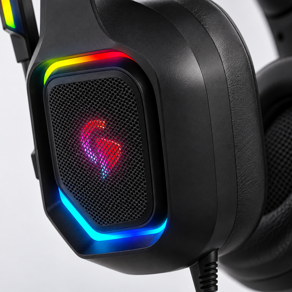 GREY Studio detail | Porodo Gaming Headphone With RGB (High Definition) | PDX411-BK