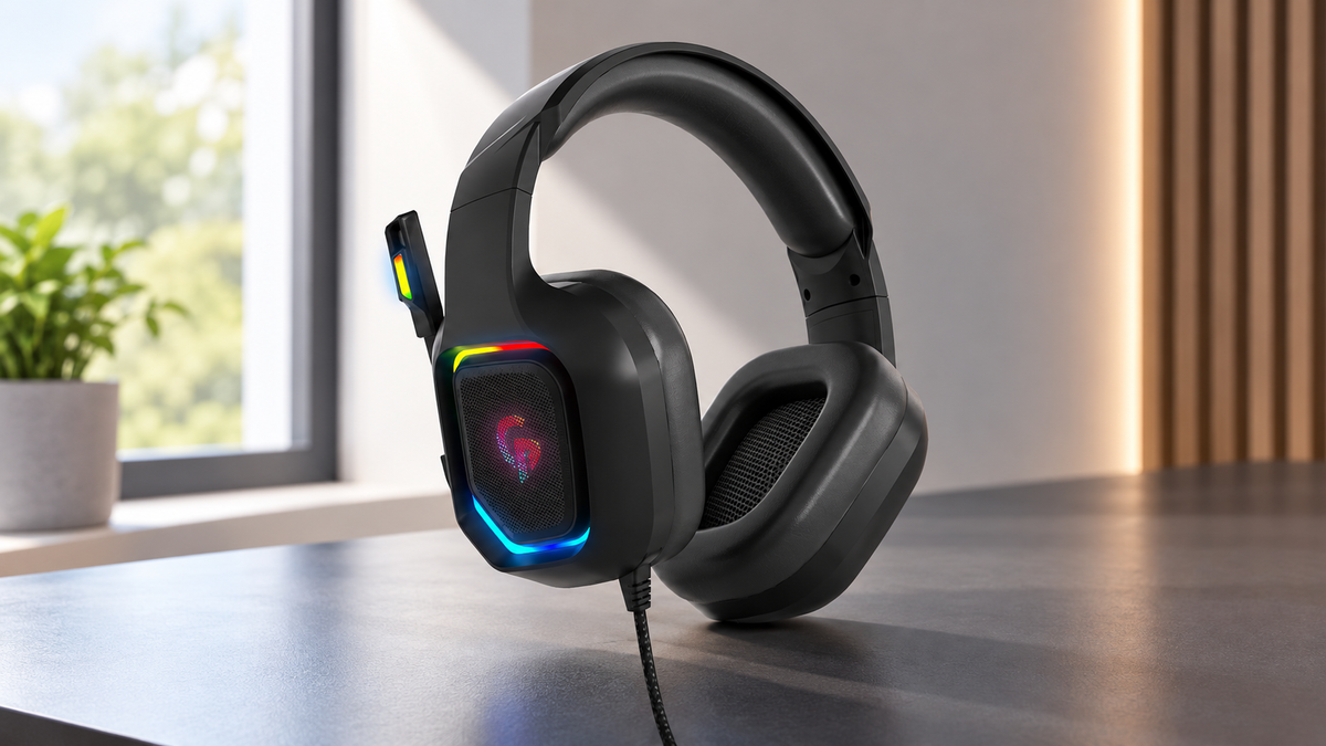 GREY Studio lifestyle | Porodo Gaming Headphone With RGB (High Definition) | PDX411-BK