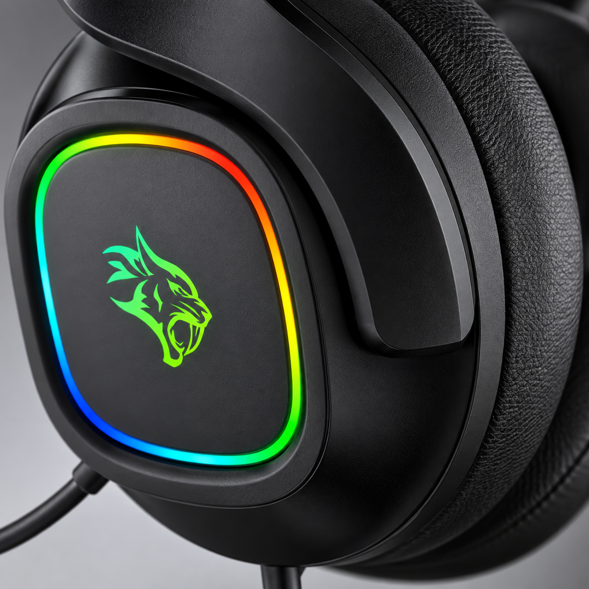 GREY Studio detail | Porodo Gaming RGB Headphone with Detachable Microphone - Black | PDX418