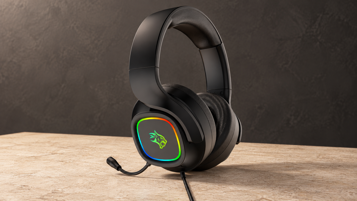 GREY Studio editorial | Porodo Gaming RGB Headphone with Detachable Microphone - Black | PDX418