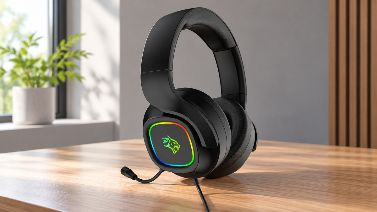 GREY Studio lifestyle | Porodo Gaming RGB Headphone with Detachable Microphone - Black | PDX418