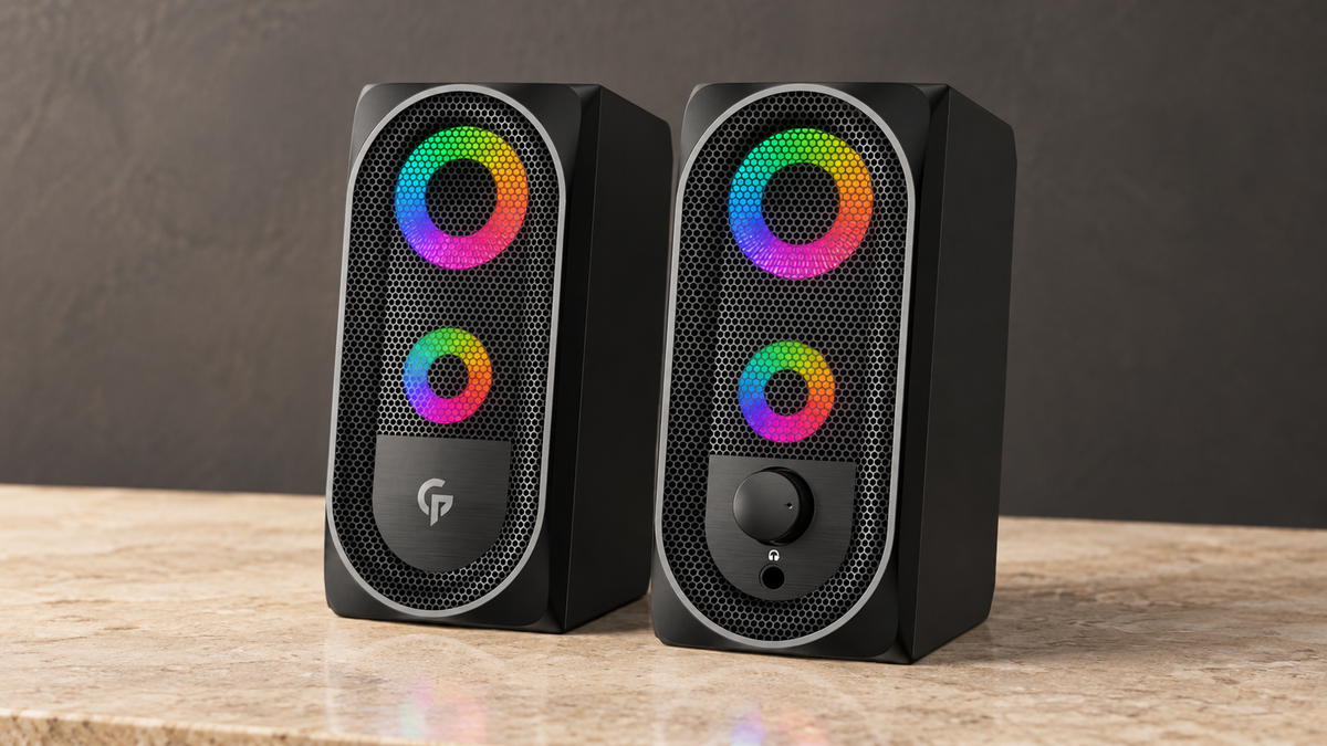 GREY Studio editorial | Porodo Stereo Gaming Speakers With Lighting Touch Sensor | PDX511-BK