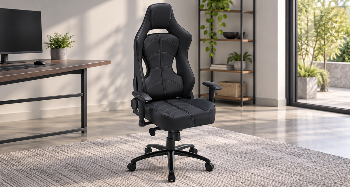 GREY Studio lifestyle | Porodo Gaming Predator Pro Chair Molded Backrest & Seat with 2D Armrest - Black/Orange | PDX530