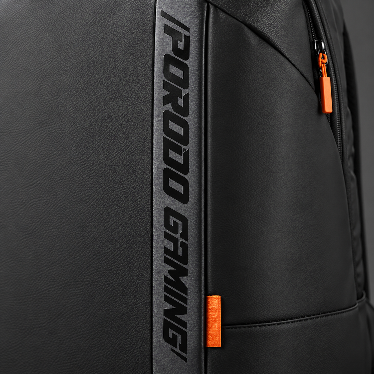 GREY Studio detail | Porodo Gaming Water-Resistant PU Laptop Backpack With USB-C Port - Black | PDX533