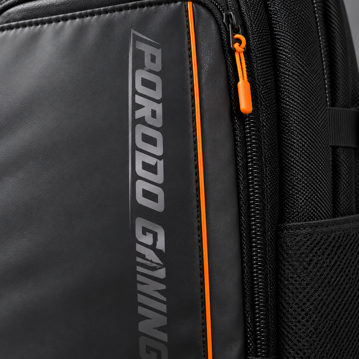 GREY Studio detail | Porodo Gaming PU Laptop Backpack With USB-C Port and PS5 Compartment - Black | PDX534