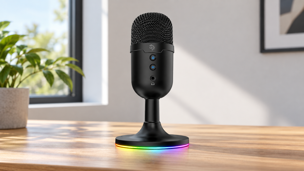 GREY Studio lifestyle | Porodo Gaming Omni-Directional USB Microphone - Black | PDX550