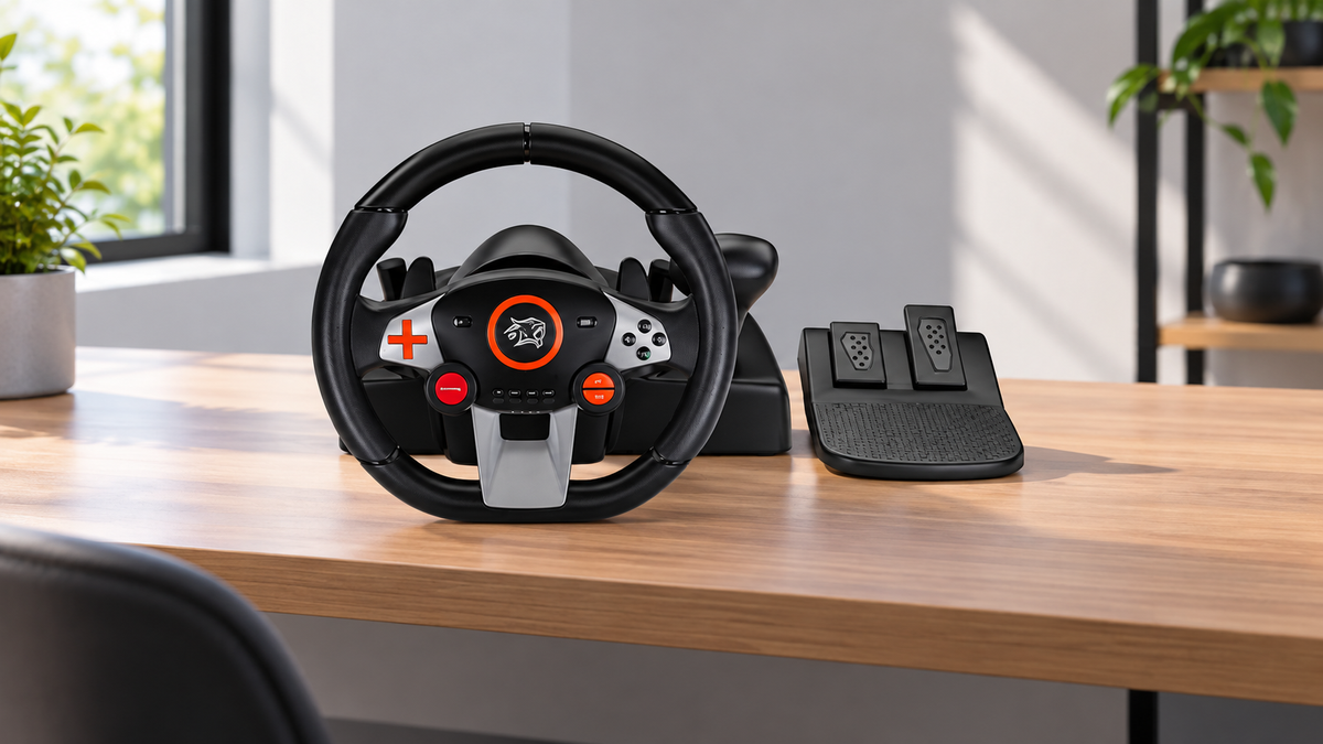 GREY Studio lifestyle | Porodo Gaming 7in1 Steering Wheel | PDX627