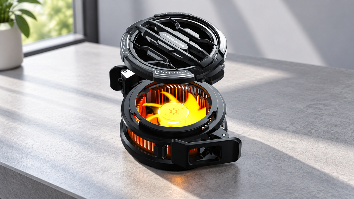 GREY Studio lifestyle | Porodo Gaming Freezing Semiconductor MagSafe Mobile Cooling - Black | PDX630