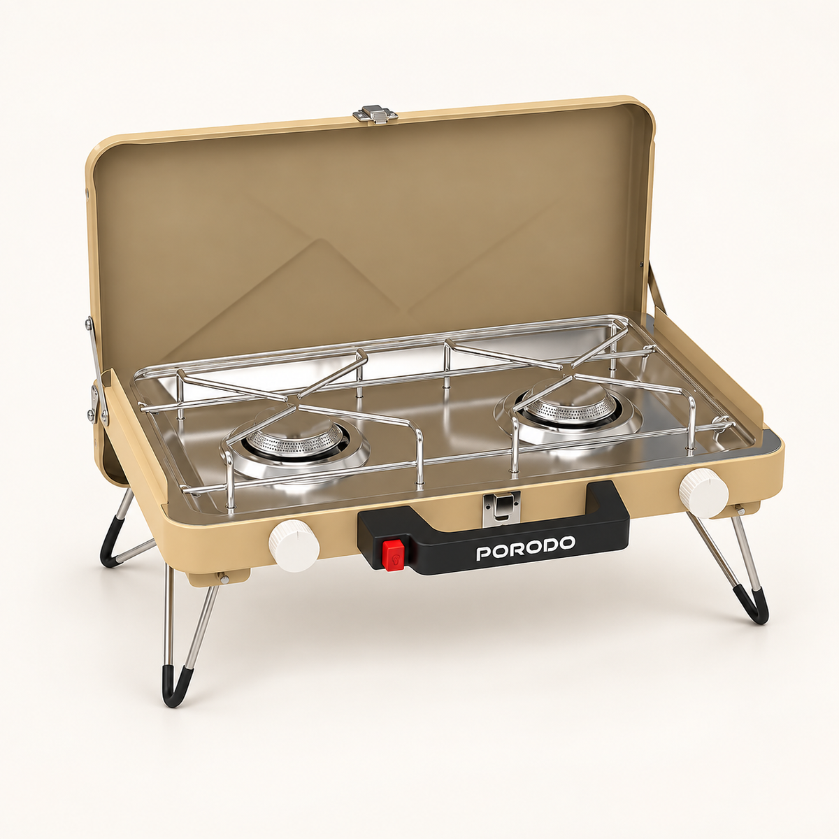 GREY Studio catalog | Porodo Lifestyle Dual Burner Foldable Camping Stove - Khaki | PDYG002KH
