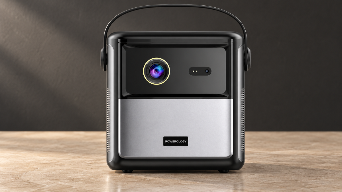 GREY Studio editorial | Powerology Starbeam 100" Google DLP Projector - Black | PGTVPBK
