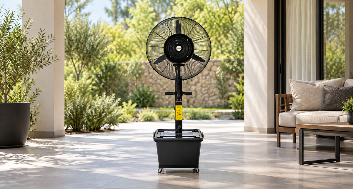 GREY Studio lifestyle | Powerology Industrial Fan Mist Spray & Humidifier - Black | PMFAN230W