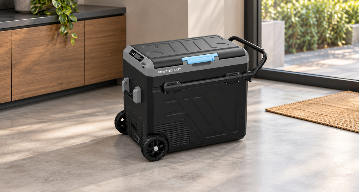 GREY Studio lifestyle | Powerology Dual Compartment Smart Fridge and Freezer 60L - Gray | PPBCHA56