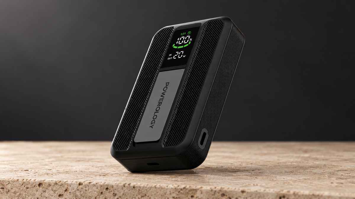 GREY Studio editorial | Powerology Vision 10000mAh MagSafe Power Bank - Black | PPBCHA98BK