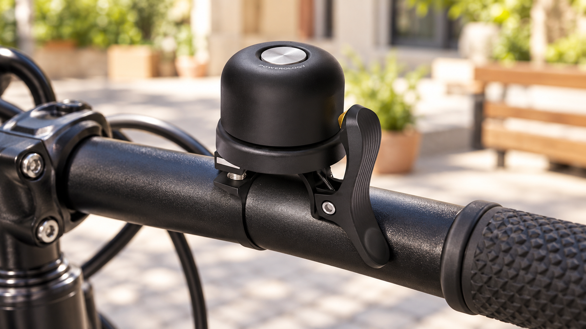 GREY Studio lifestyle | Powerology Bicycle & Scooter Bell With Airtag Mount - Black | PPBCHAX3