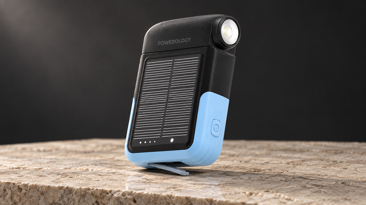 GREY Studio editorial | Powerology Sante 10000mAh Solar Power Bank - Black | PPBDS05BK