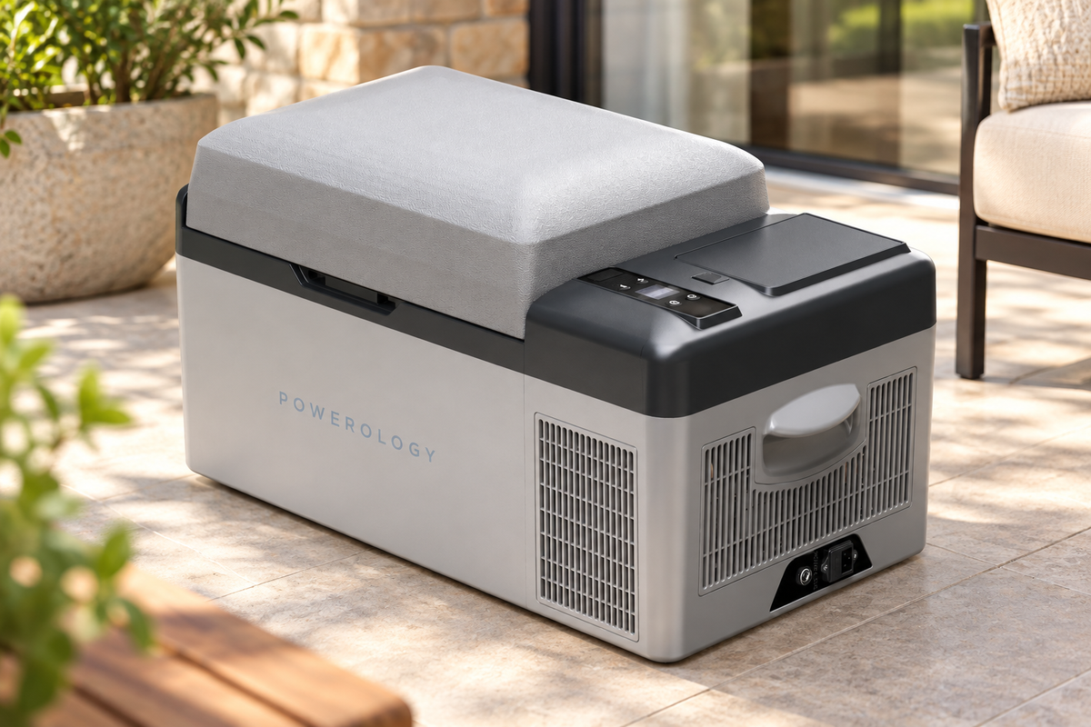GREY Studio lifestyle | Powerology Smart Portable Outdoor Fridge and Freezer | PPOF20LGY