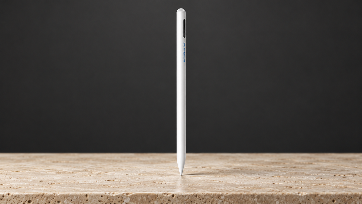 GREY Studio editorial | Powerology Digital Stylus 2018-2024 iPad Models - White | PRTDSPN