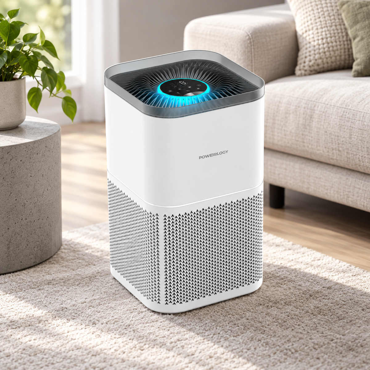 GREY Studio lifestyle | Powerology Smart Air Purifier Eliminate Odor & Smoke - White | PSAPRFR