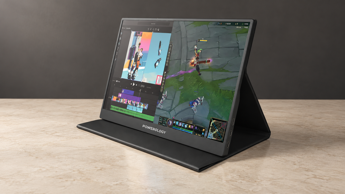 GREY Studio editorial | Powerology 15.6" Ultra-Slim Portable 144Hz Monitor | PSM004