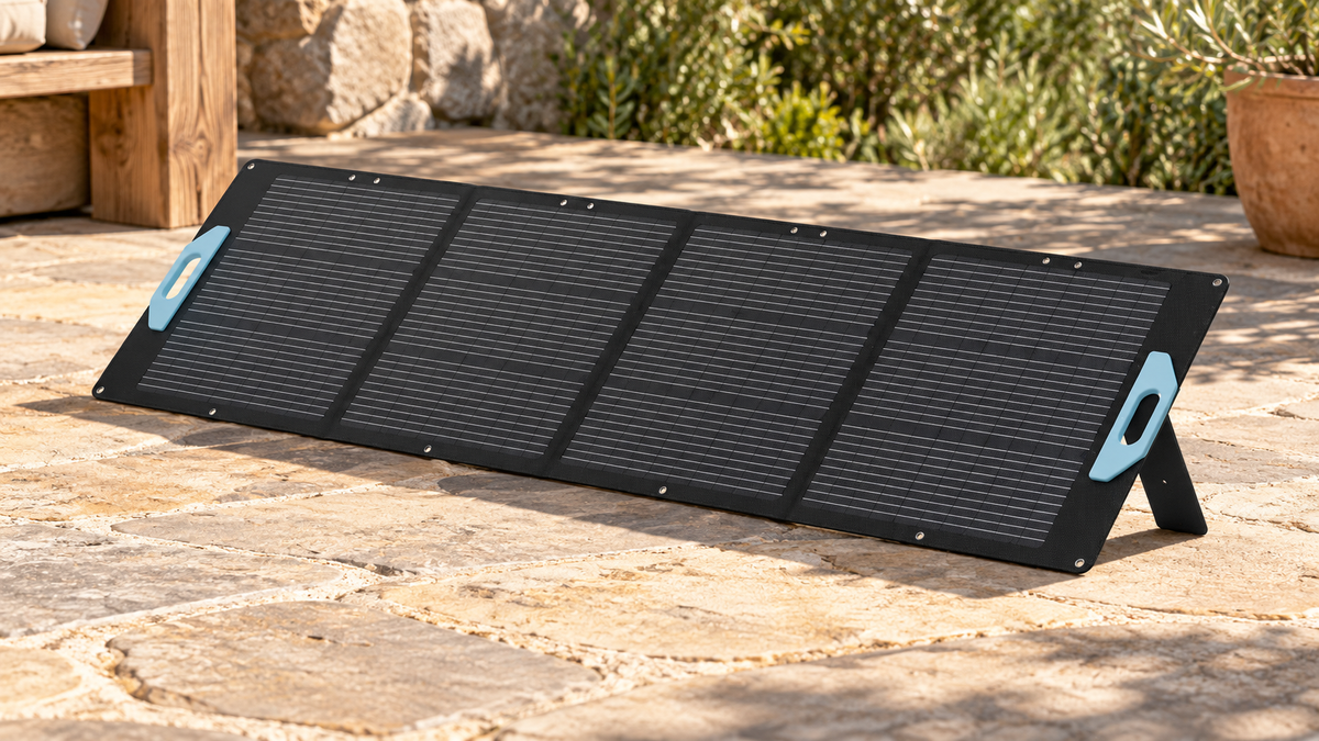 GREY Studio lifestyle | Powerology 200W Monocrystalline Portable Solar Panel - Black | PSM022BK