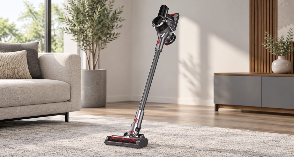 GREY Studio lifestyle | Powerology Home Cordless Vacuum Cleaner with Brushless Motor Technology | PSTV300GY