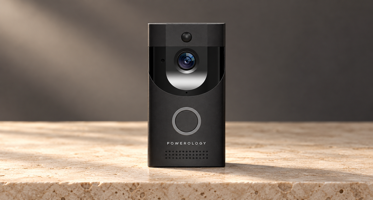 GREY Studio editorial | Powerology Smart Video Doorbell with Night Vision and Motion Sensor | PSVDBBK
