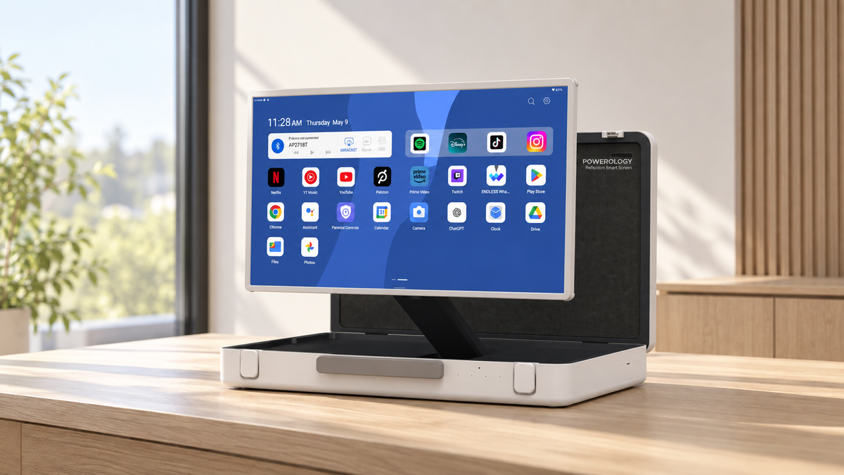 GREY Studio lifestyle | Powerology 27" Android Briefcase Display - White | PUHD27WH