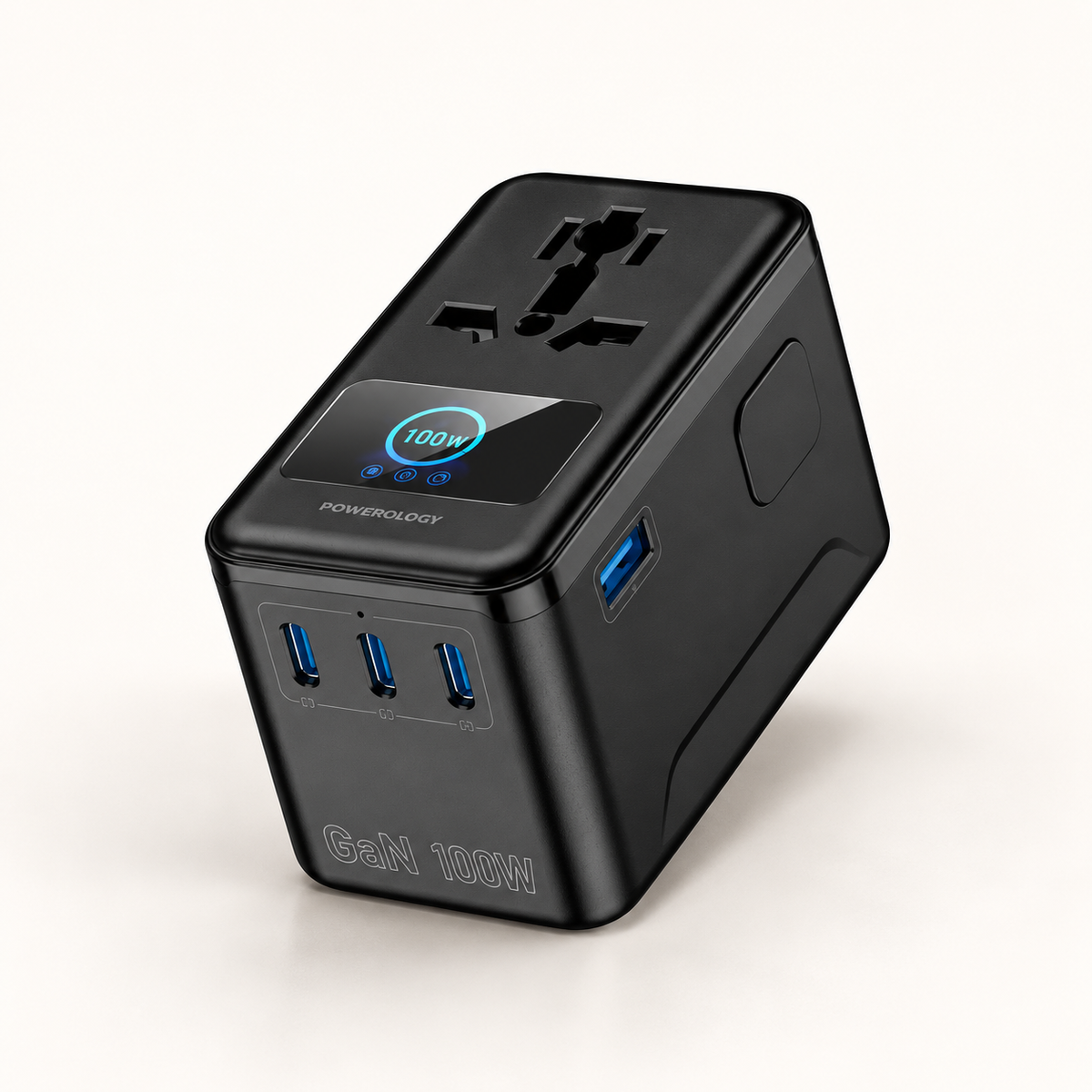 GREY Studio catalog | Powerology Voltvoya GaN Travel Adapter - Black | PWCUQC071BK