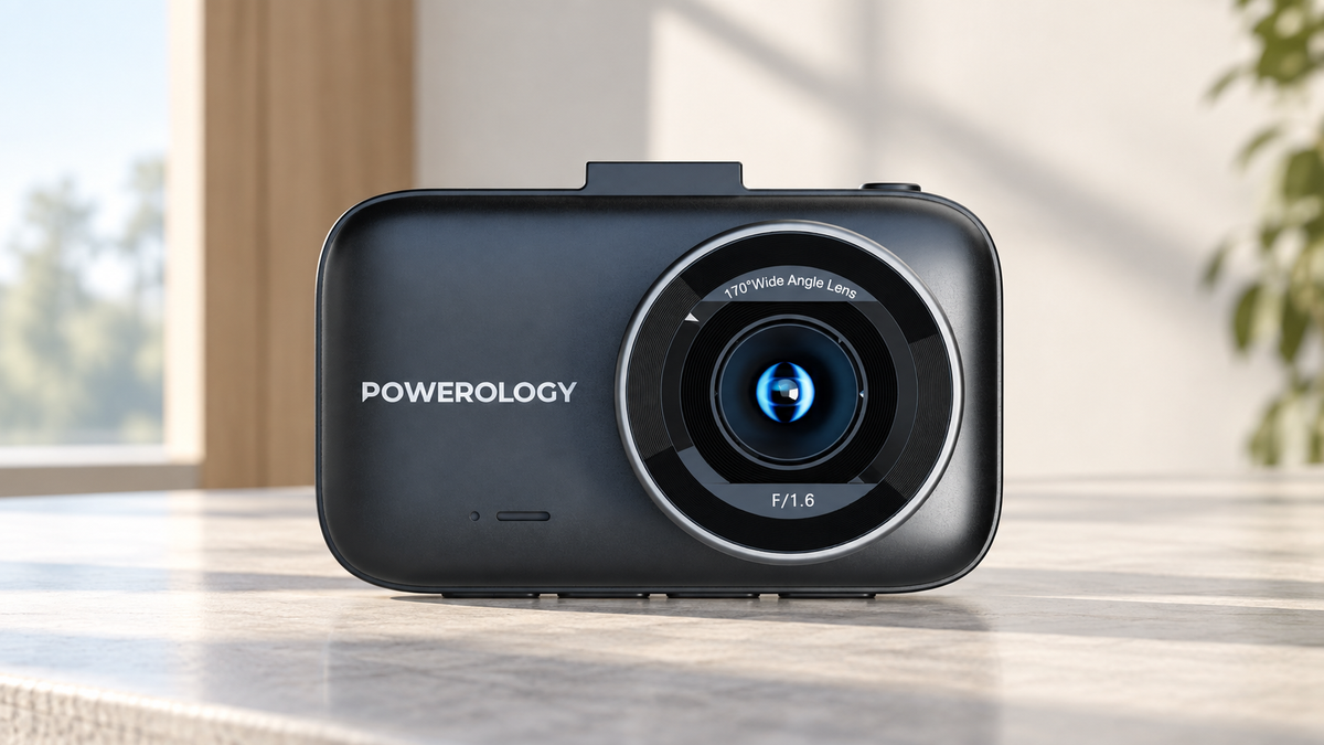 GREY Studio lifestyle | Powerology Dash Camera Ultra with High Utility Built-In Sensors 4K - Black | PWDCM4KBK