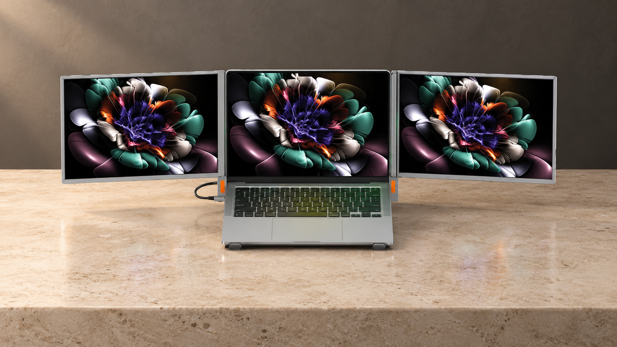 GREY Studio editorial | Powerology Portable Dual Screen Monitor - Gray | PWGV1201AGY
