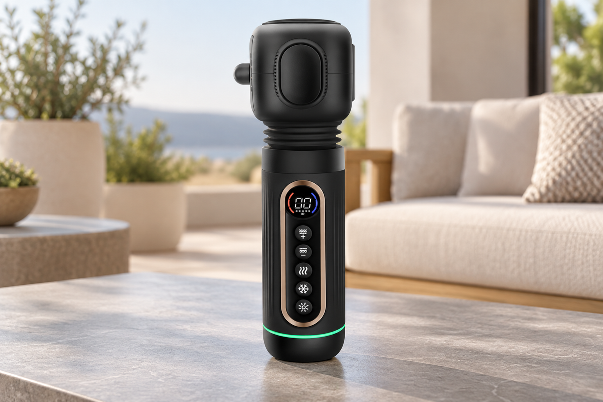 GREY Studio lifestyle | Powerology FlexForce Cordless Electric Muscle Massager with High-Intensity Vibration - Black | PWHXRB510BK