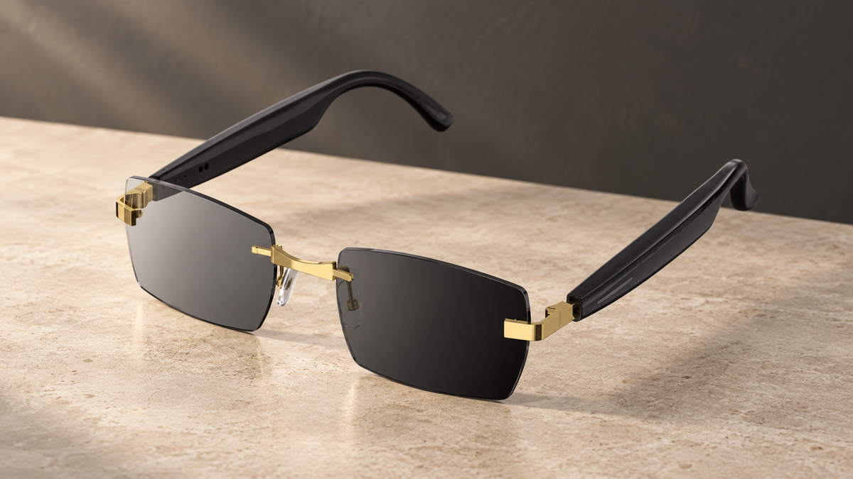 GREY Studio editorial | Powerology Cannes Smart Audio Sunglasses - Gold/Black | PWHY1006GDBK
