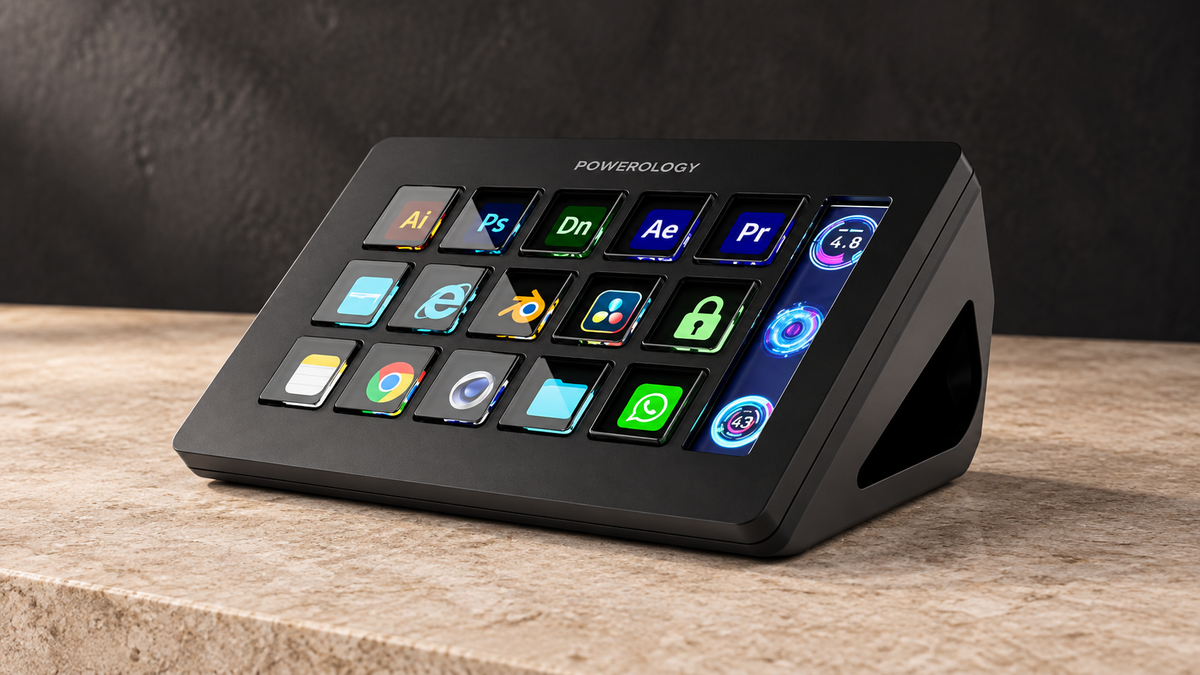 GREY Studio editorial | Powerology Stream Deck ( Interactive Buttons & Custom Software ) - Black | PWSTRDBK