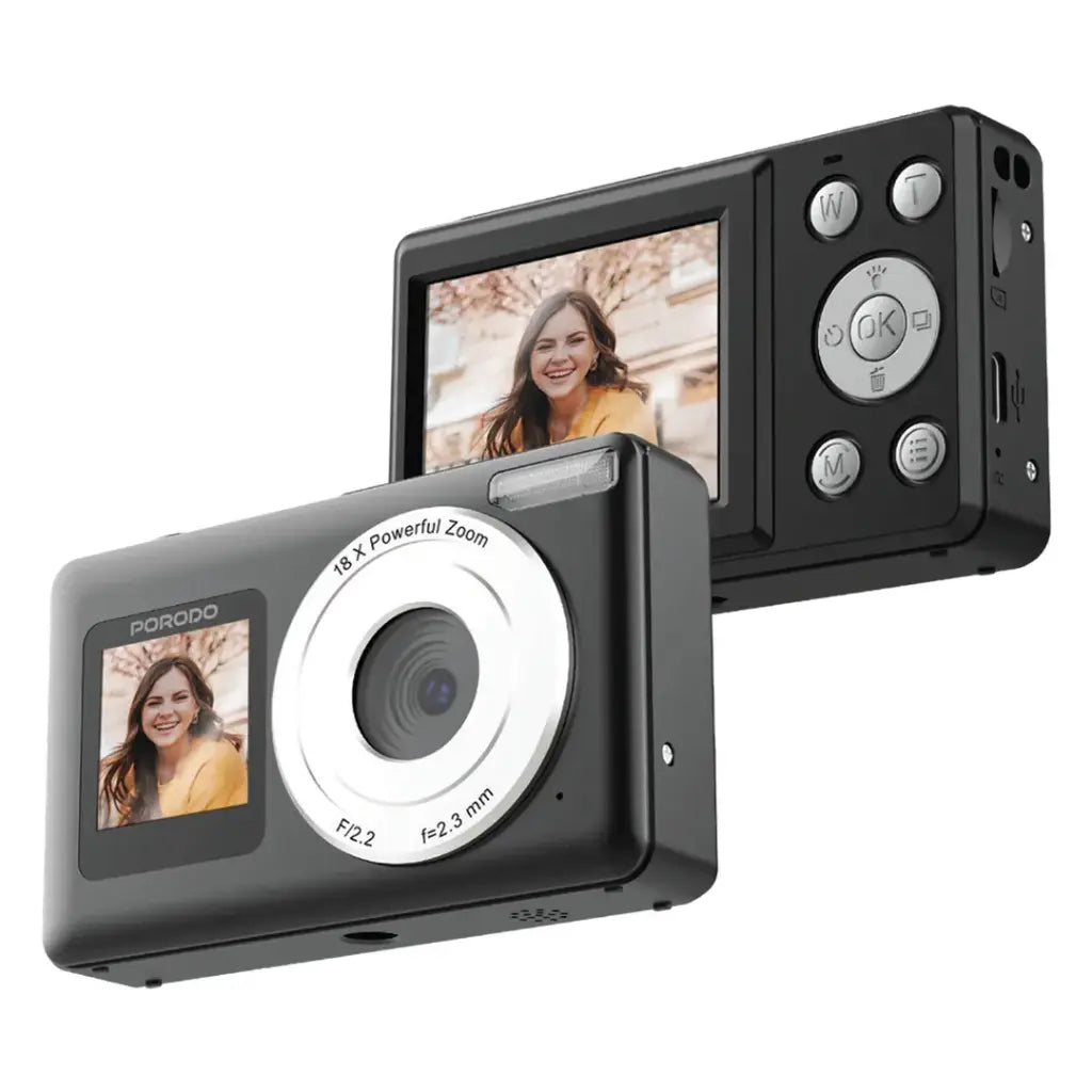 Porodo Lifestyle Dual-Screen Digital Camera - Black
